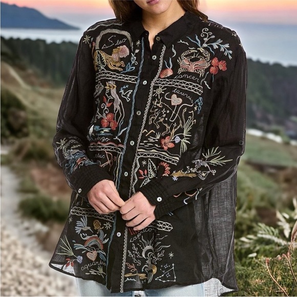 Johnny Was Zodiac Heavily Embroidered Astrology tunic NWT RARE